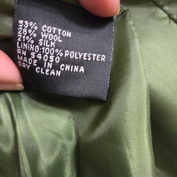 Albert Nipon Womens Vintage 90s Y2K Twee Green Tailored Wool Silk Blend Blazer 4 - Picture 3 of 10
